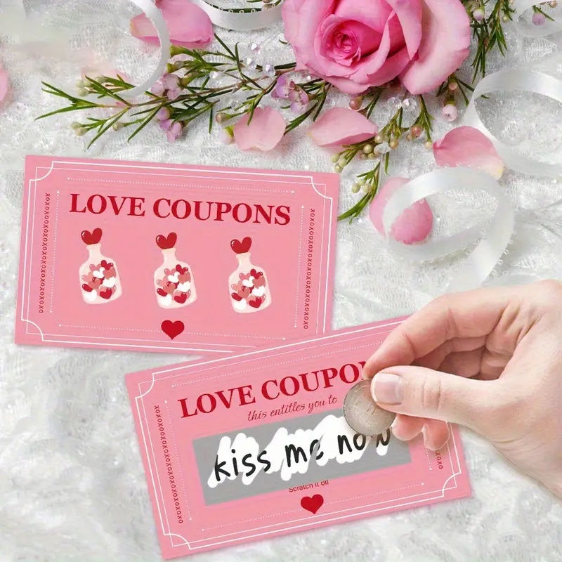 Party Games Couple - 30 Pcs Pink Lucky Scratch Cards.