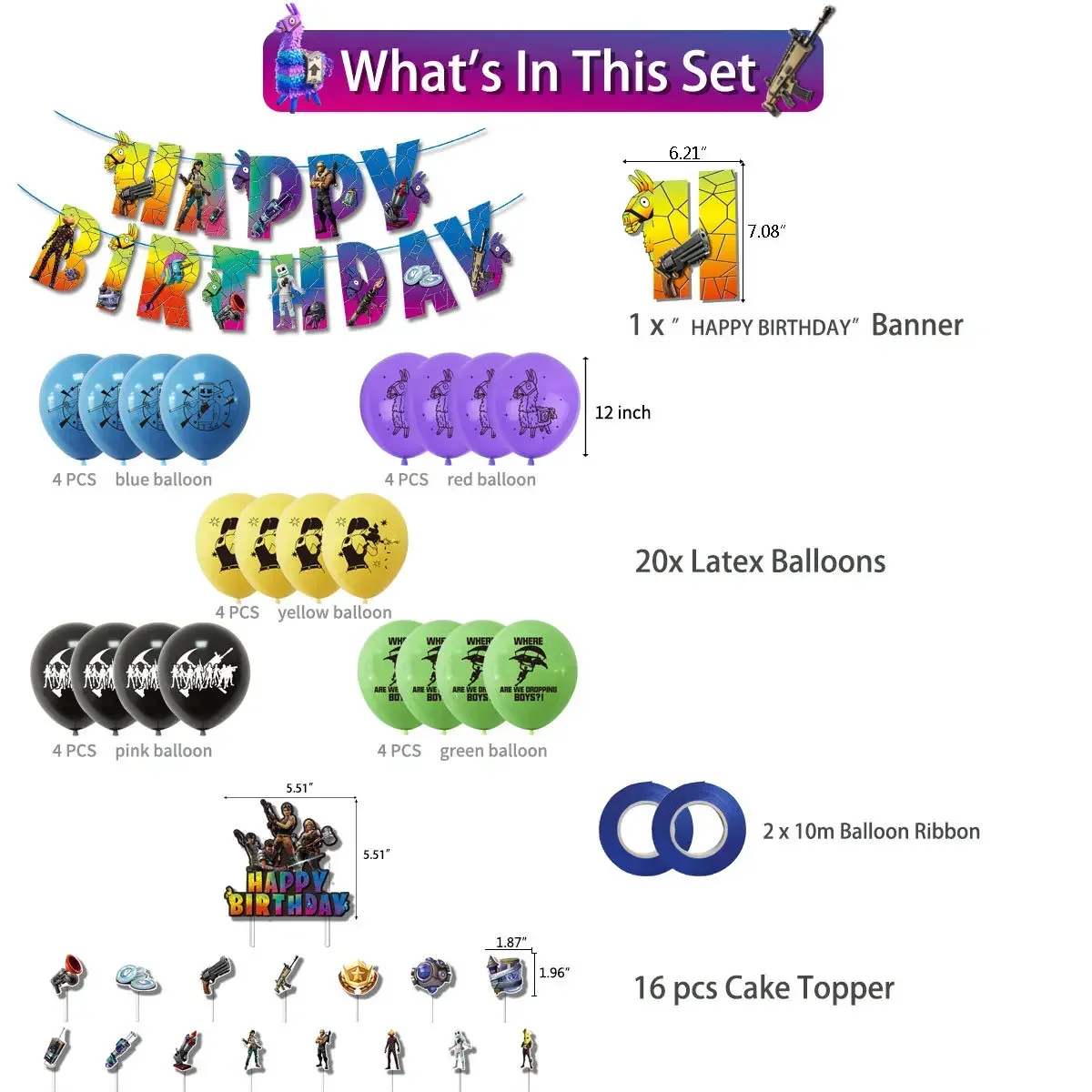 Hot Game Fortnite Theme DIY Ba - Party Games Kids Birthday 评论和价格