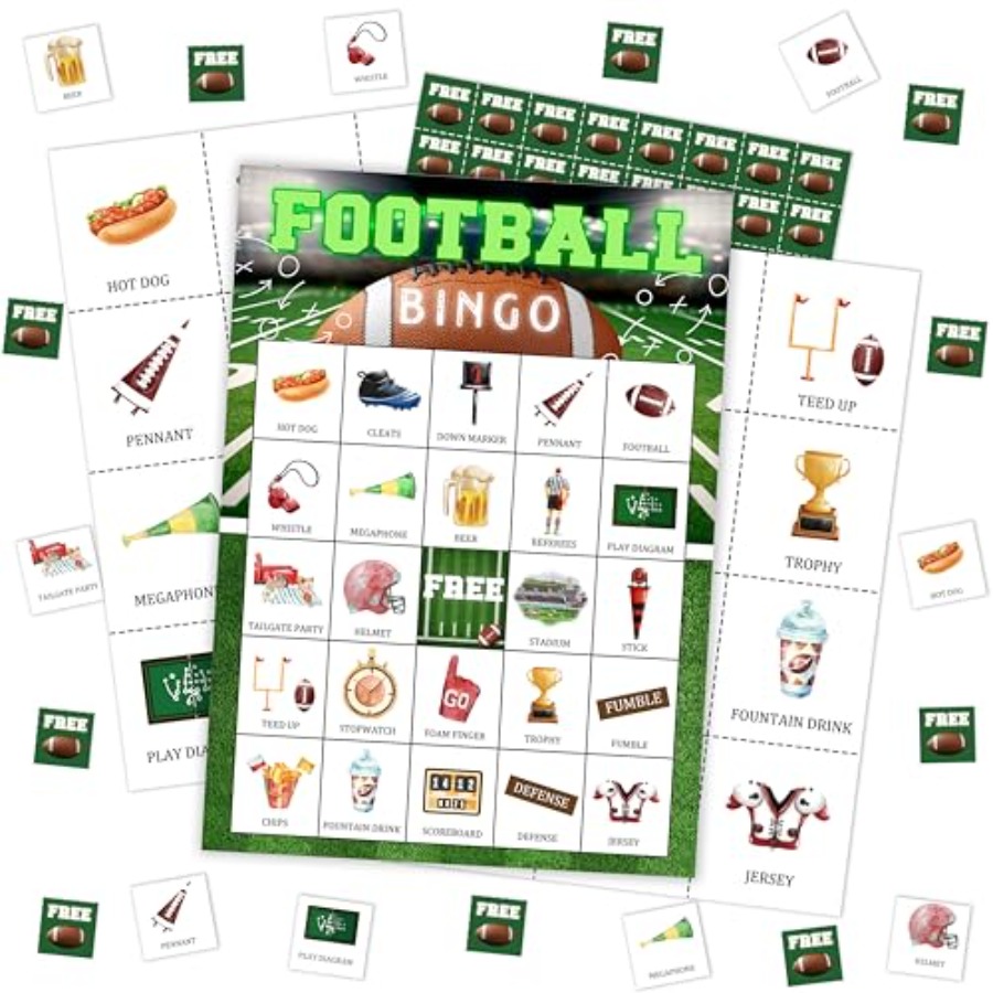 Football Party Bingo Game Card - Party Games For Adults Large Group 评论和价格