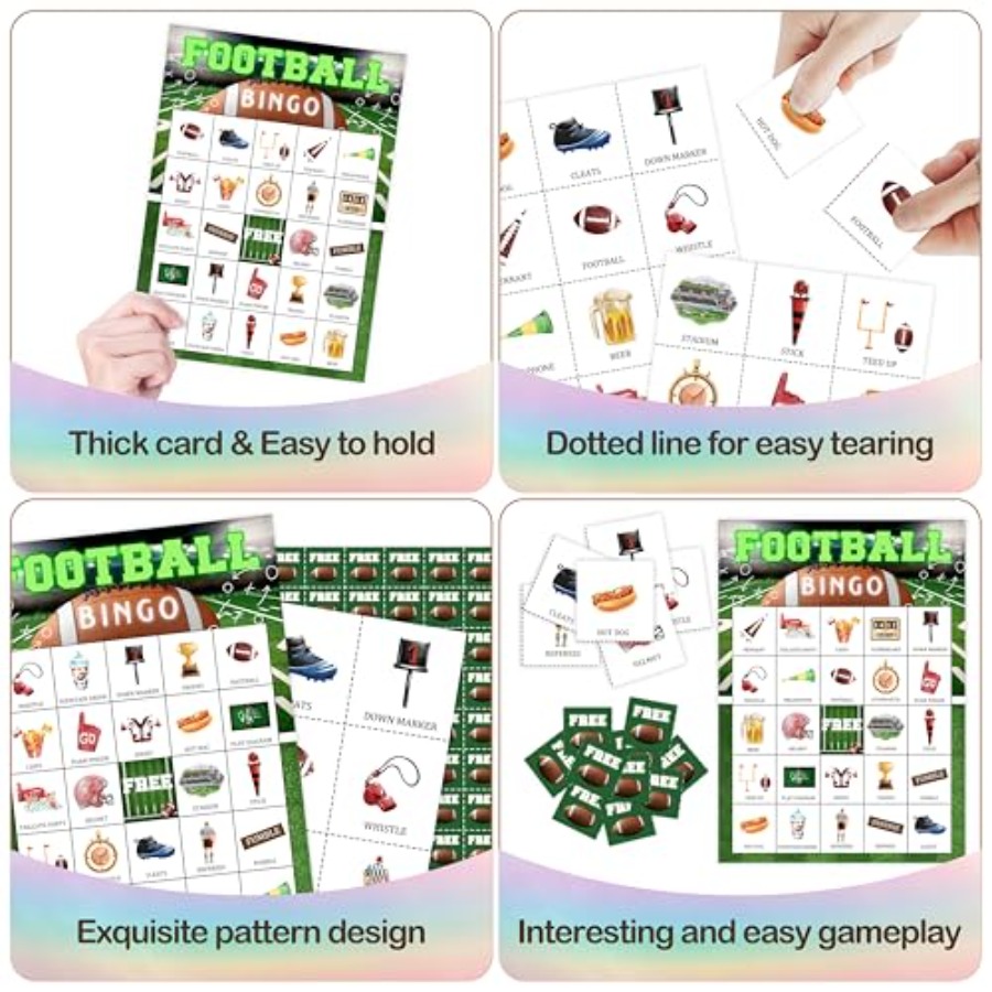 Football Party Bingo Game Card - Party Games For Adults Large Group 评论和价格